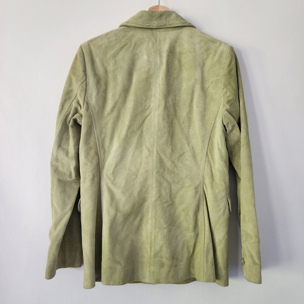 Womyn Green Genuine‎ Leather Suede Blazer Jacket Women's Size 8 - Picture 2 of 4